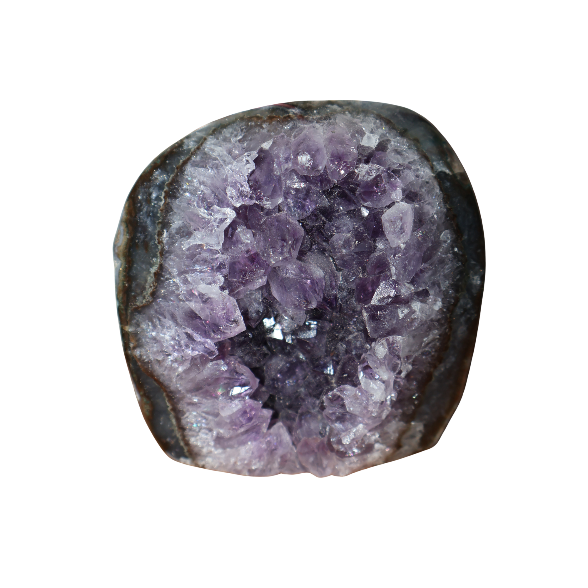 Geoda de amatista con interior cristalino